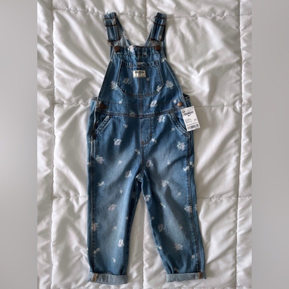 Carter’s Soft Denim Floral Overalls 4T NWT